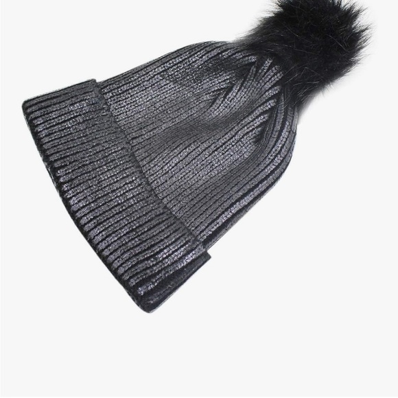 Women Girls Metallic Knit Beanie Pom Pom Winter Hat Soft Warm Skull Cap main image 6